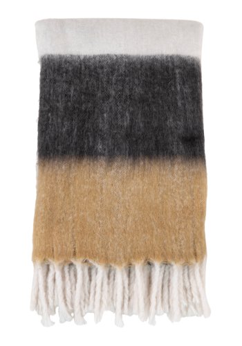 HOUSE NORDIC Sintra plaid, m. frynser, rektangulr - hvid/sort/brun akryl (170x130)