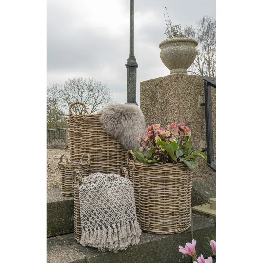 HOUSE NORDIC Alanya plaid, rektangulr - brun/beige/hvid bomuld/polyester (130x180)