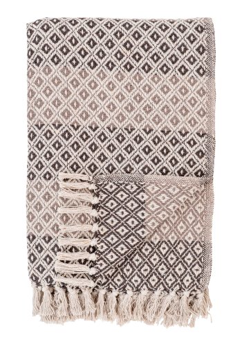 HOUSE NORDIC Alanya plaid, rektangulr - brun/beige/hvid bomuld/polyester (130x180)