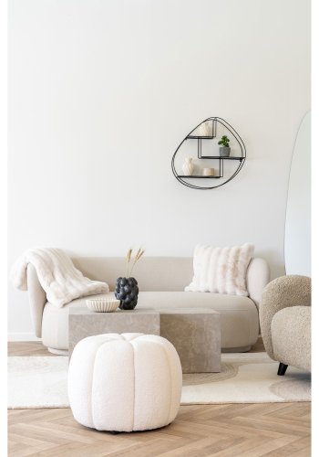 HOUSE NORDIC Galena plaid, rektangulr - hvid polyester imiteret pels (130x180)