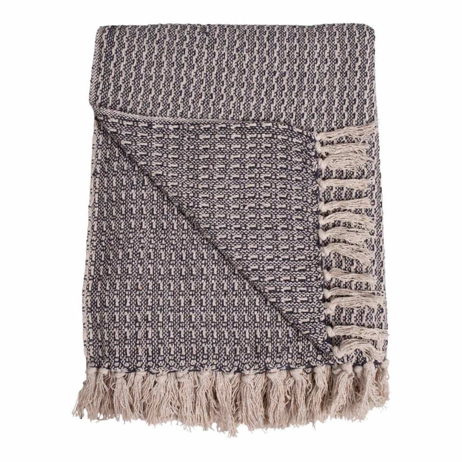 HOUSE NORDIC rektangulr Cort plaid - gr bomuld (160x130)