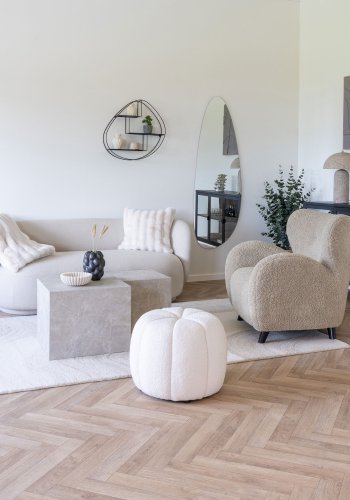 HOUSE NORDIC Galena pyntepude, kvadratisk - hvid polyester imiteret pels (45x45)