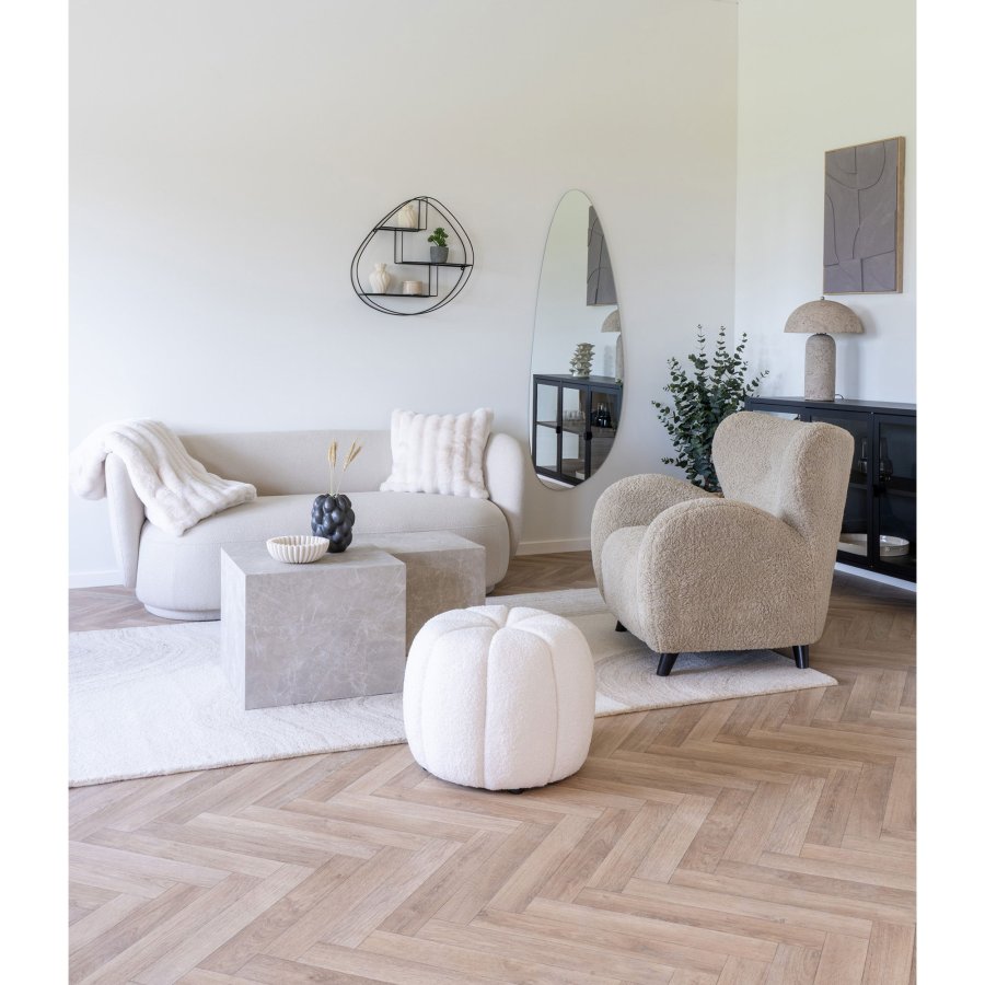 HOUSE NORDIC Galena pyntepude, kvadratisk - hvid polyester imiteret pels (45x45)