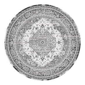 HOUSE NORDIC Havana gulvtppe, rund - hvid og sort chenille polyester (200)