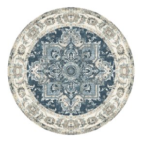 HOUSE NORDIC Havana gulvtppe, rund - multifarvet og bl chenille polyester (200)