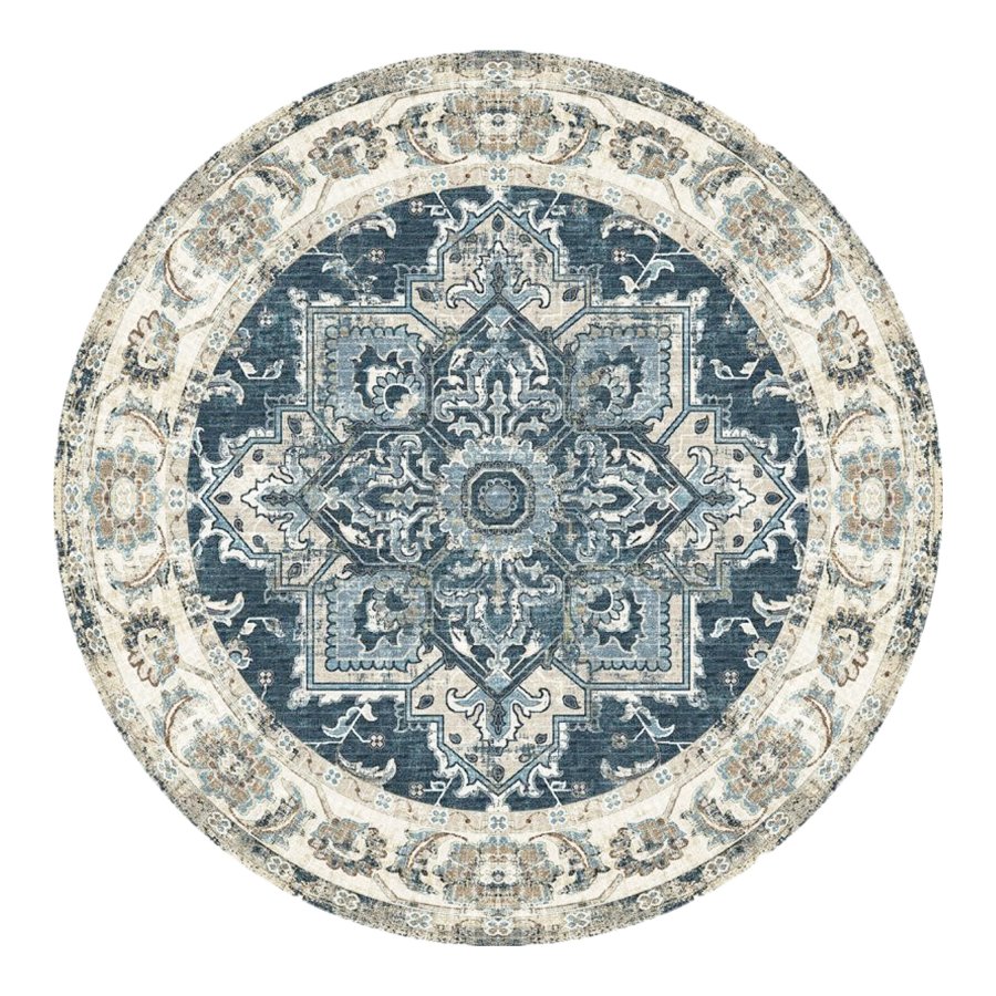 HOUSE NORDIC Havana gulvtppe, rund - multifarvet og bl chenille polyester (200)