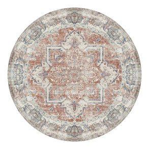 HOUSE NORDIC Havana gulvtppe, rund - multifarvet og orange/bl chenille polyester (200)