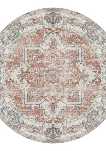 HOUSE NORDIC Havana gulvtppe, rund - multifarvet og orange/bl chenille polyester (200)