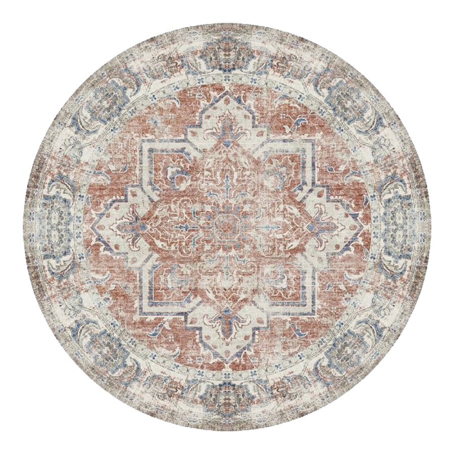 HOUSE NORDIC Havana gulvtppe, rund - multifarvet og orange/bl chenille polyester (200)