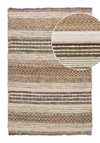 HOUSE NORDIC Morena drmtte, hndvvet, rektangulr - natur/gr jute og uld (60x90)