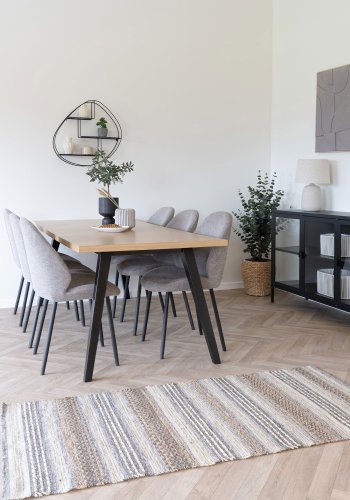 HOUSE NORDIC Morena lber gulvtppe, hndvvet, rektangulr - natur/gr jute og uld (80x180)