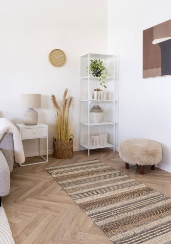 HOUSE NORDIC Morena lber gulvtppe, hndvvet, rektangulr - natur/gr jute og uld (80x180)