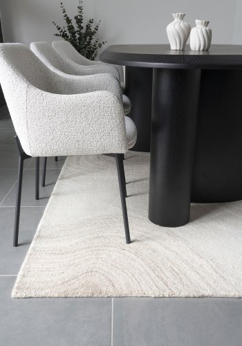 HOUSE NORDIC Surat gulvtppe, hndtuftet, rektangulr - lysebrun/rhvid uld (200x300)