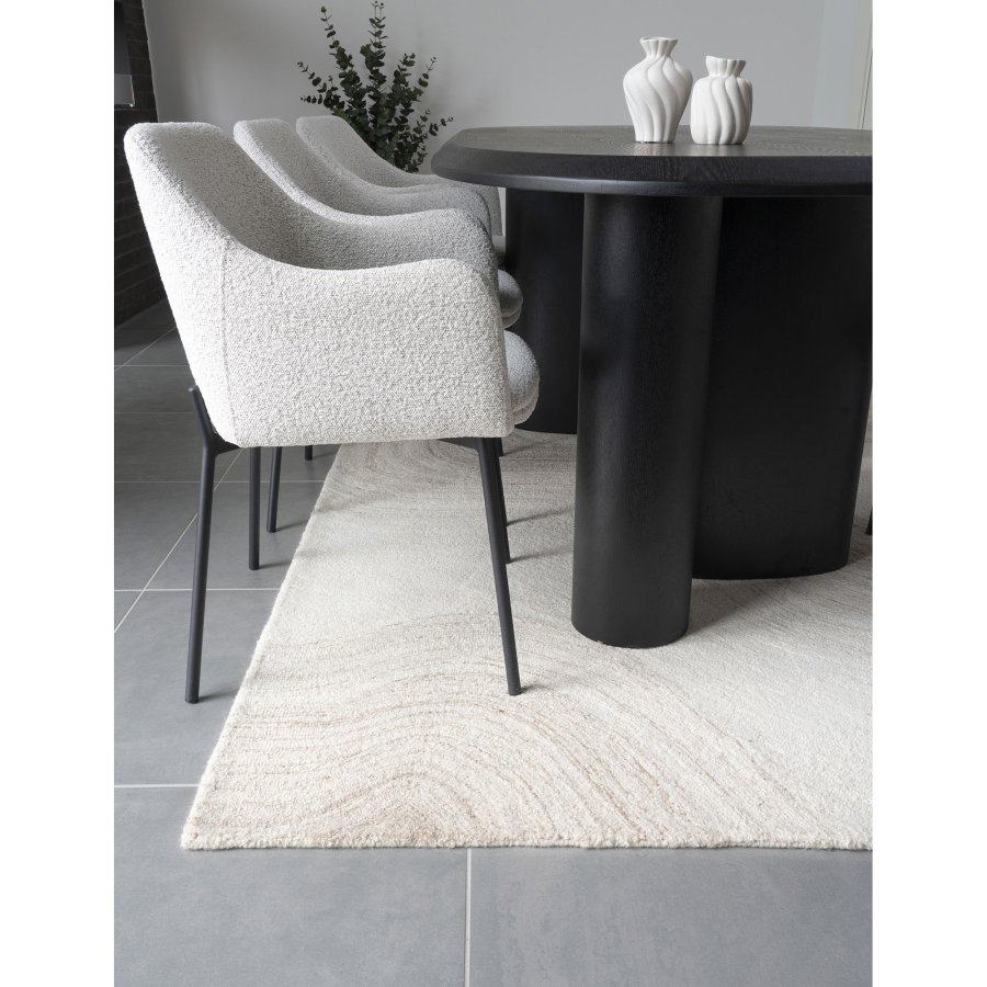 HOUSE NORDIC Surat gulvtppe, hndtuftet, rektangulr - lysebrun/rhvid uld (200x300)