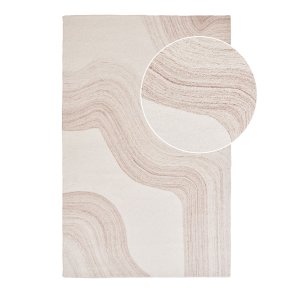 HOUSE NORDIC Surat gulvtppe, hndtuftet, rektangulr - lysebrun/rhvid uld (200x300)