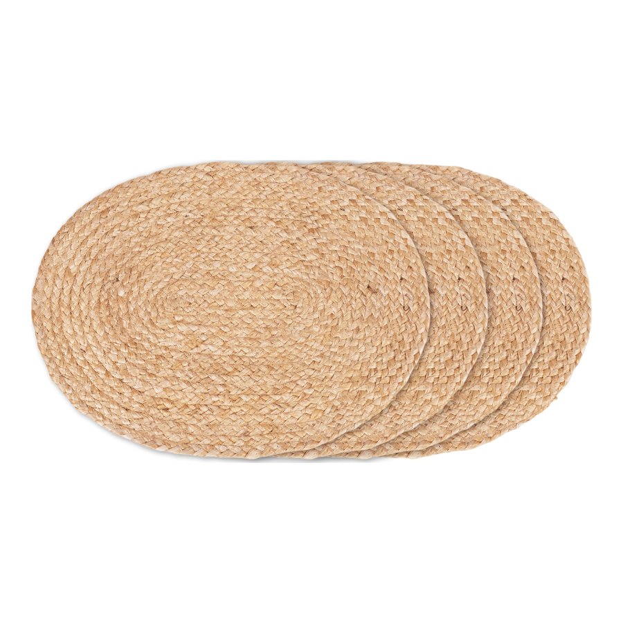 HOUSE NORDIC Bombay dkkeserviet, oval - natur jute (35x45) (st af 4)