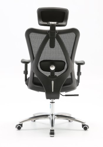 Ergo Premium M18 kontorstol, m. armln og hjul - sort mesh og brstet aluminium