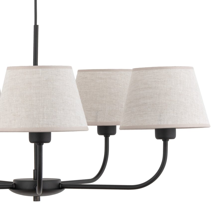 TK Chicago loftlampe, m. 5 skrme - natur hr stof og sort stl