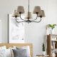 TK Chicago loftlampe, m. 5 skrme - natur hr stof og sort stl