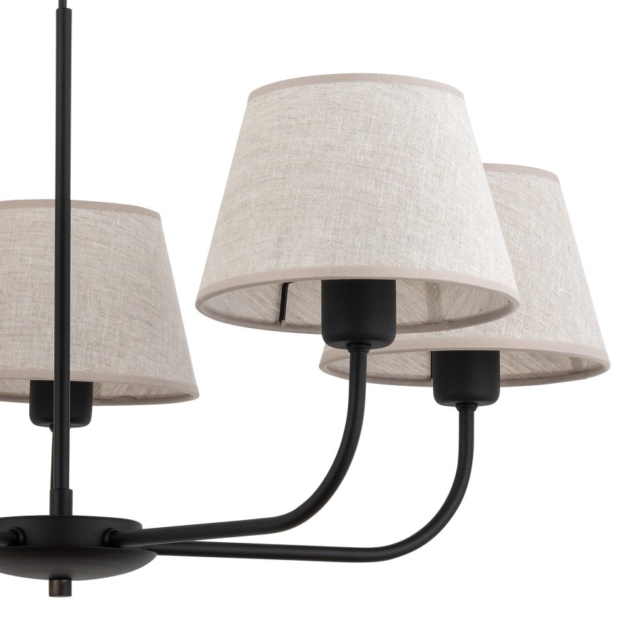 TK Chicago loftlampe, m. 5 skrme - natur hr stof og sort stl