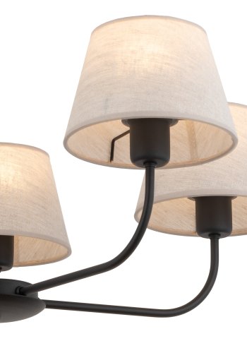 TK Chicago loftlampe, m. 5 skrme - natur hr stof og sort stl