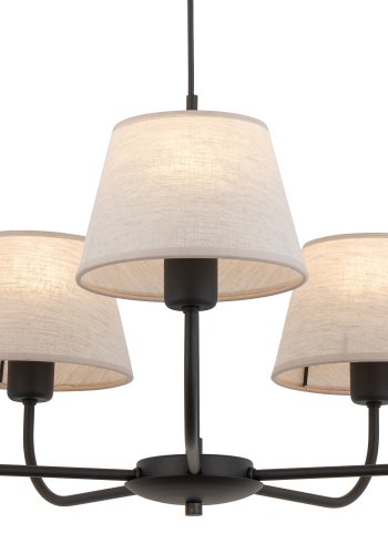 TK Chicago loftlampe, m. 5 skrme - natur hr stof og sort stl