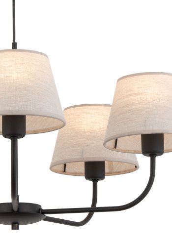 TK Chicago loftlampe, m. 5 skrme - natur hr stof og sort stl