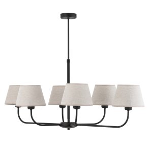 TK Chicago loftlampe, m. 6 skrme - natur hr stof og sort stl