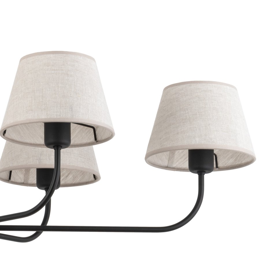 TK Chicago loftlampe, m. 6 skrme - natur hr stof og sort stl