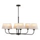 TK Chicago loftlampe, m. 6 skrme - natur hr stof og sort stl