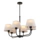 TK Chicago loftlampe, m. 6 skrme - natur hr stof og sort stl