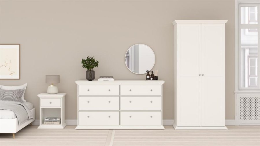 TVILUM North Sengebord med 1 skuffe, Hvid, 47,8 x 43,3 x 63,4 cm