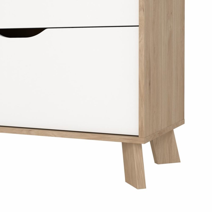 TVILUM Ikast Kommode 3 skuffer, Jackson Hickory / Hvid, 78,7 x 39,8 x 92,2 cm