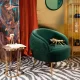 BOLD MONKEY So Curvy loungestol, m. armln - mrkegrn fljl polyester og guld stl