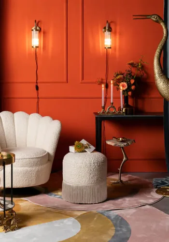 BOLD MONKEY Mother Of All Shells drejestol, m. armln - hvid bamsestof polyester og guld stl