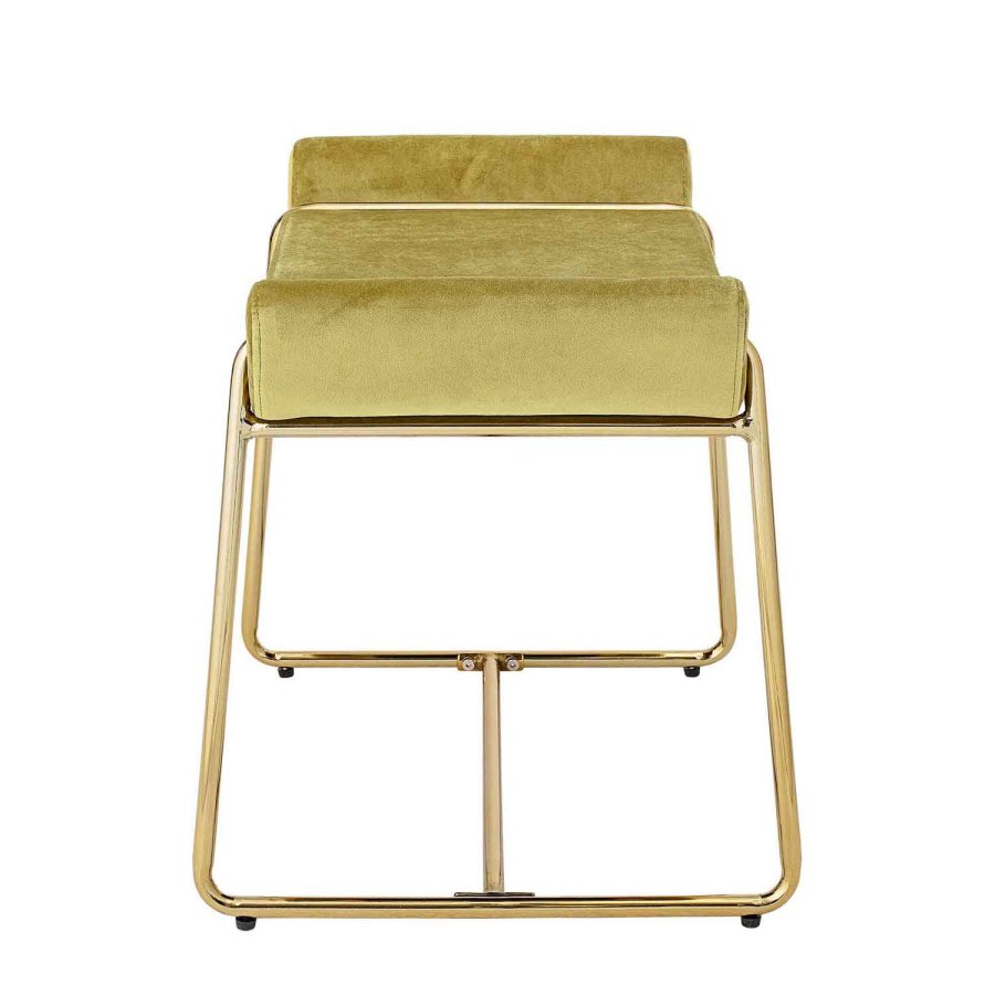 BLOOMINGVILLE Megan taburet - gul-grn polyester og metal, rektangulr (60x36)