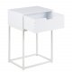ACT NORDIC Rektangulr Mitra natbord m. 1 skuffe -  hvid tr og metal (40x30) 