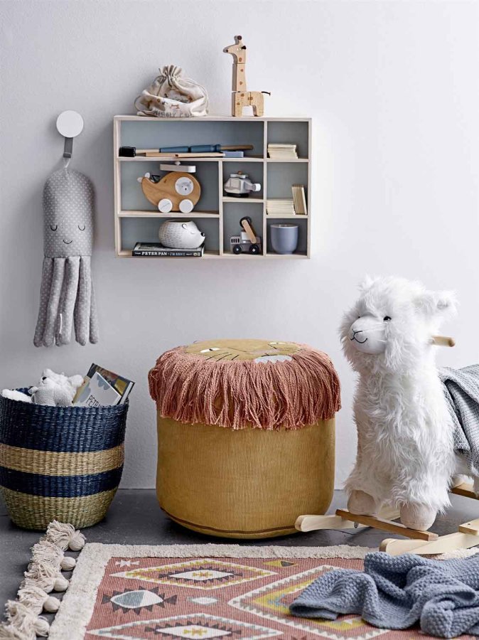 BLOOMINGVILLE MINI lama gyngehest - hvid/natur polyester/poppeltr