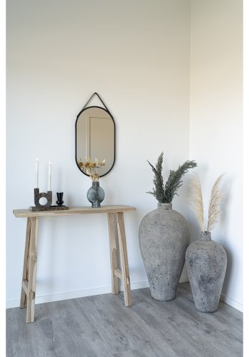 HOUSE NORDIC Trapani vgspejl, m. PU strop, oval - spejlglas og sort stl (60x35)