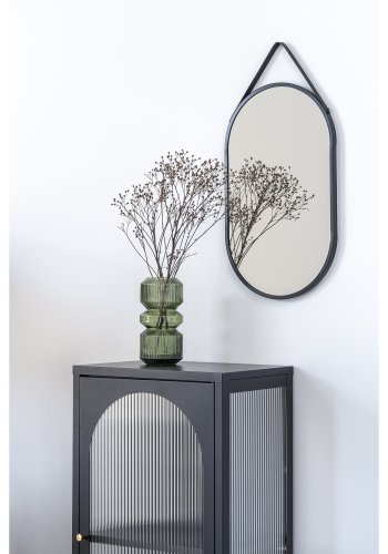 HOUSE NORDIC Trapani vgspejl, m. PU strop, oval - spejlglas og sort stl (60x35)