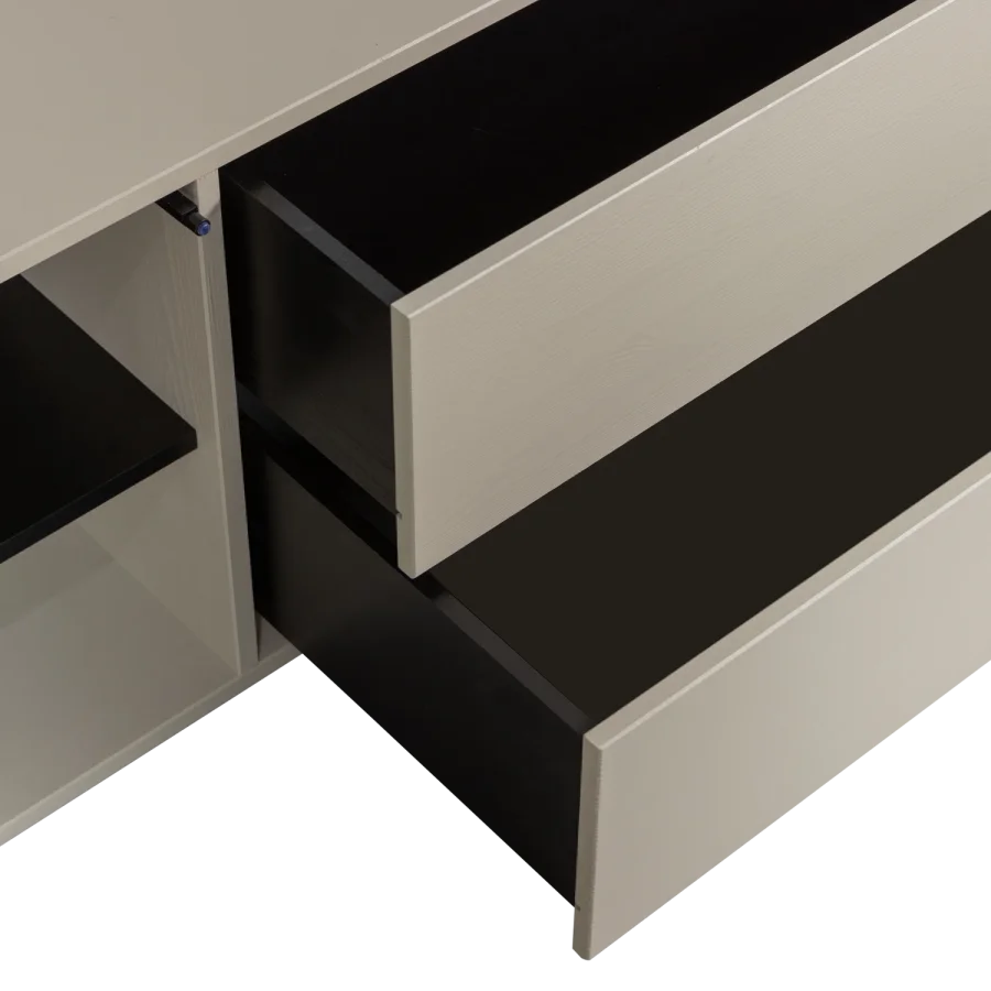 VTWONEN Settle Down TV-bord, m. 2 l�ger, 2 skuffer og 1 hylde - dust fyrretr� (200x45)