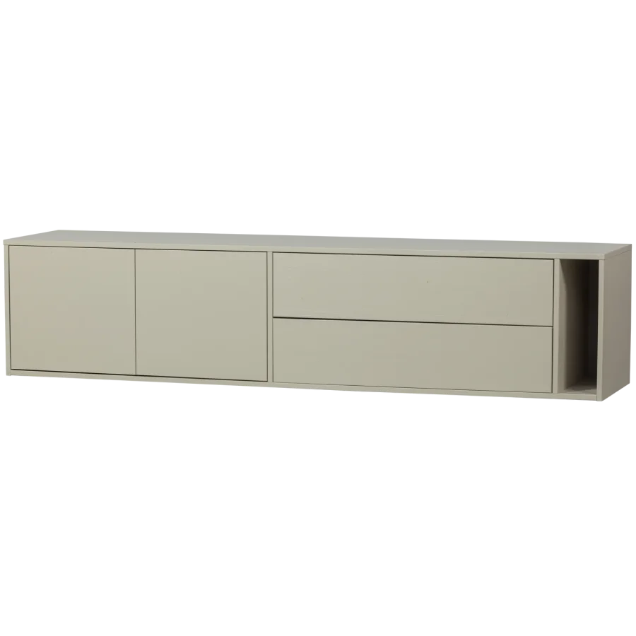 VTWONEN Settle Down TV-bord, m. 2 l�ger, 2 skuffer og 1 hylde - dust fyrretr� (200x45)