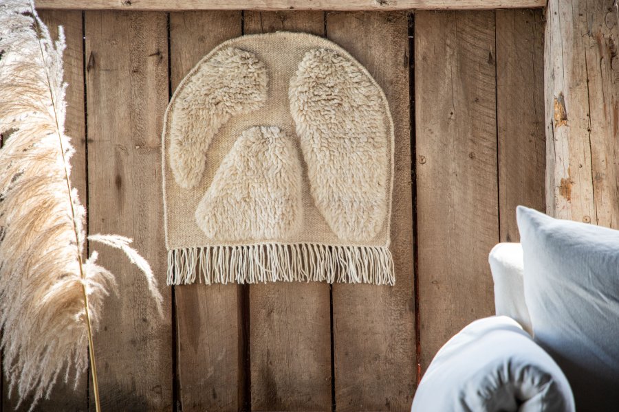 VIND COLLECTION Jakobsö vgtppe, rektangulr - offwhite uld (50x62)