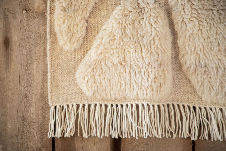 VIND COLLECTION Jakobsö vgtppe, rektangulr - offwhite uld (50x62)