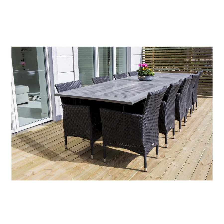 VENTURE DESIGN rektangulr Albany havebord m. udtrk - gr, sort aluminium