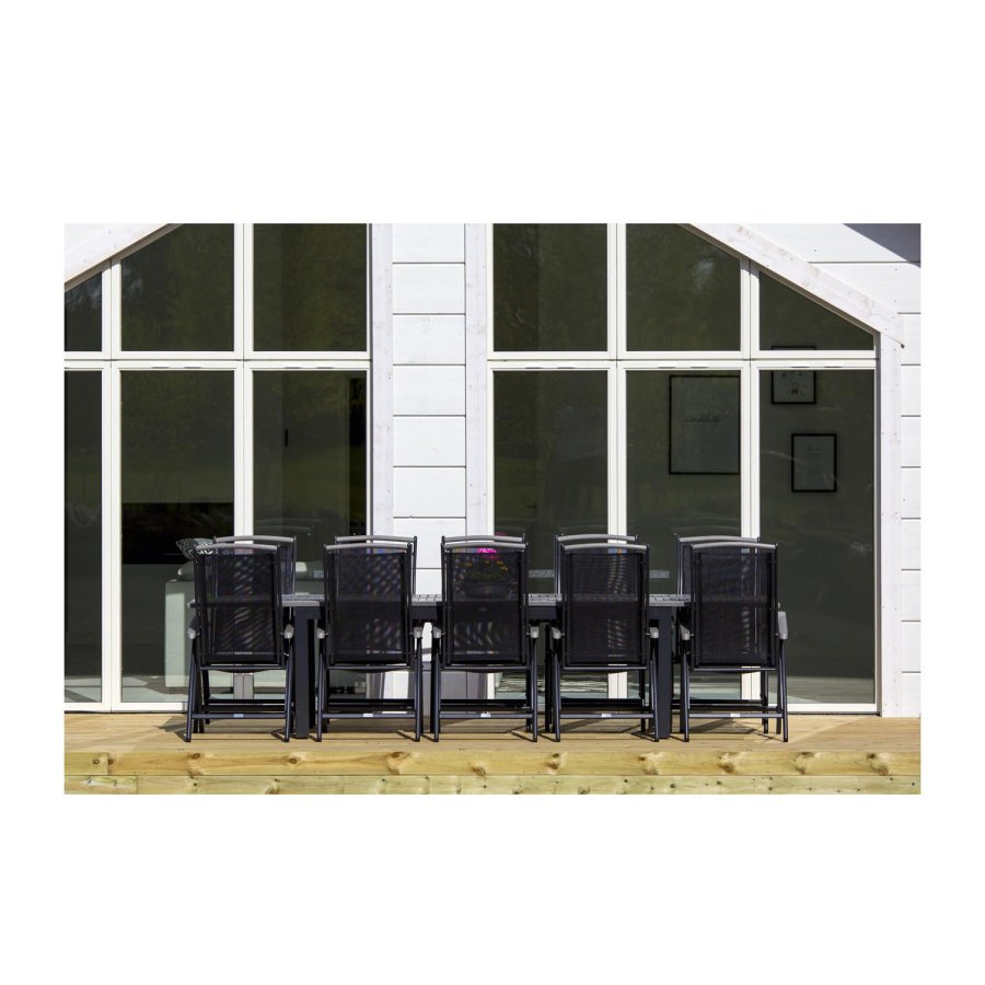 VENTURE DESIGN rektangulr Albany havebord m. udtrk - gr, sort aluminium