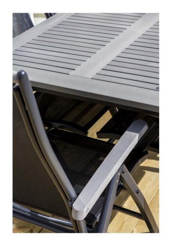 VENTURE DESIGN rektangulr Albany havebord m. udtrk - gr, sort aluminium