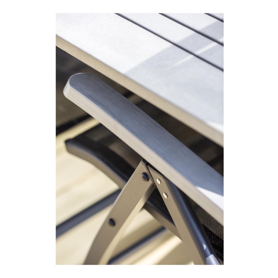 VENTURE DESIGN rektangulr Albany havebord m. udtrk - gr, sort aluminium