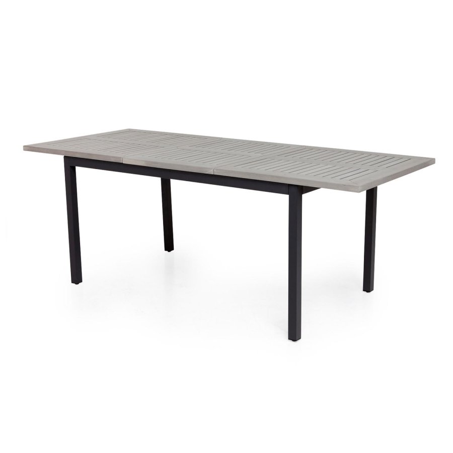 VENTURE DESIGN rektangulr Albany havebord m. udtrk - gr, sort aluminium