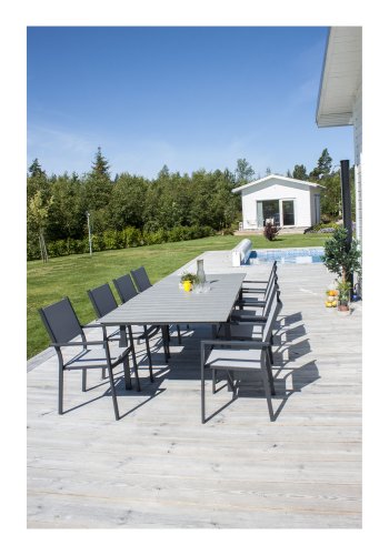 VENTURE DESIGN rektangulr Levels havebord m. udtrk - gr, sort aluminium